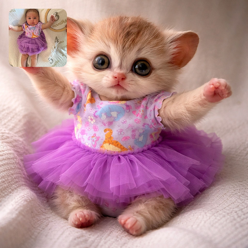 A cute baby dressed in a purple tutu and Tigger-themed onesie lies on a milestone blanket showing 3 months, raising arms with a curious and happy expression, surrounded by cozy textures and soft lighting.