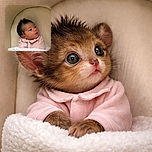 A curious baby wrapped in a soft pink outfit and cozy white blanket gazes upward with wide eyes, nestled snugly in a cushioned beige cradle.