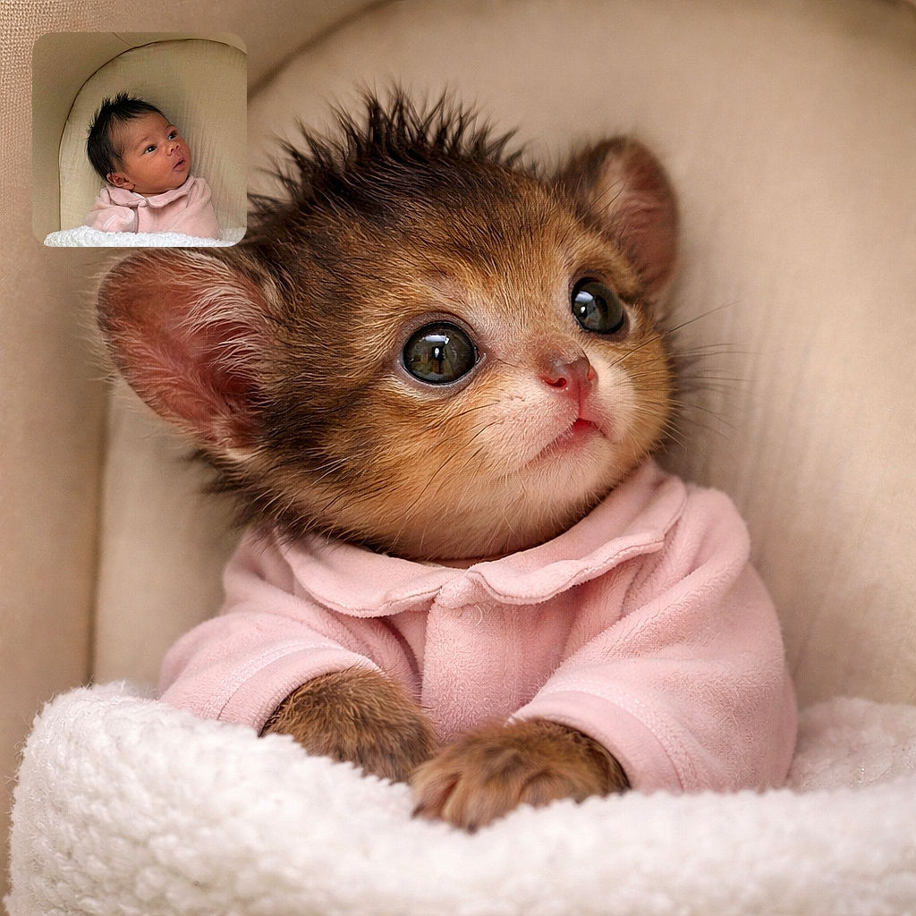 A curious baby wrapped in a soft pink outfit and cozy white blanket gazes upward with wide eyes, nestled snugly in a cushioned beige cradle.