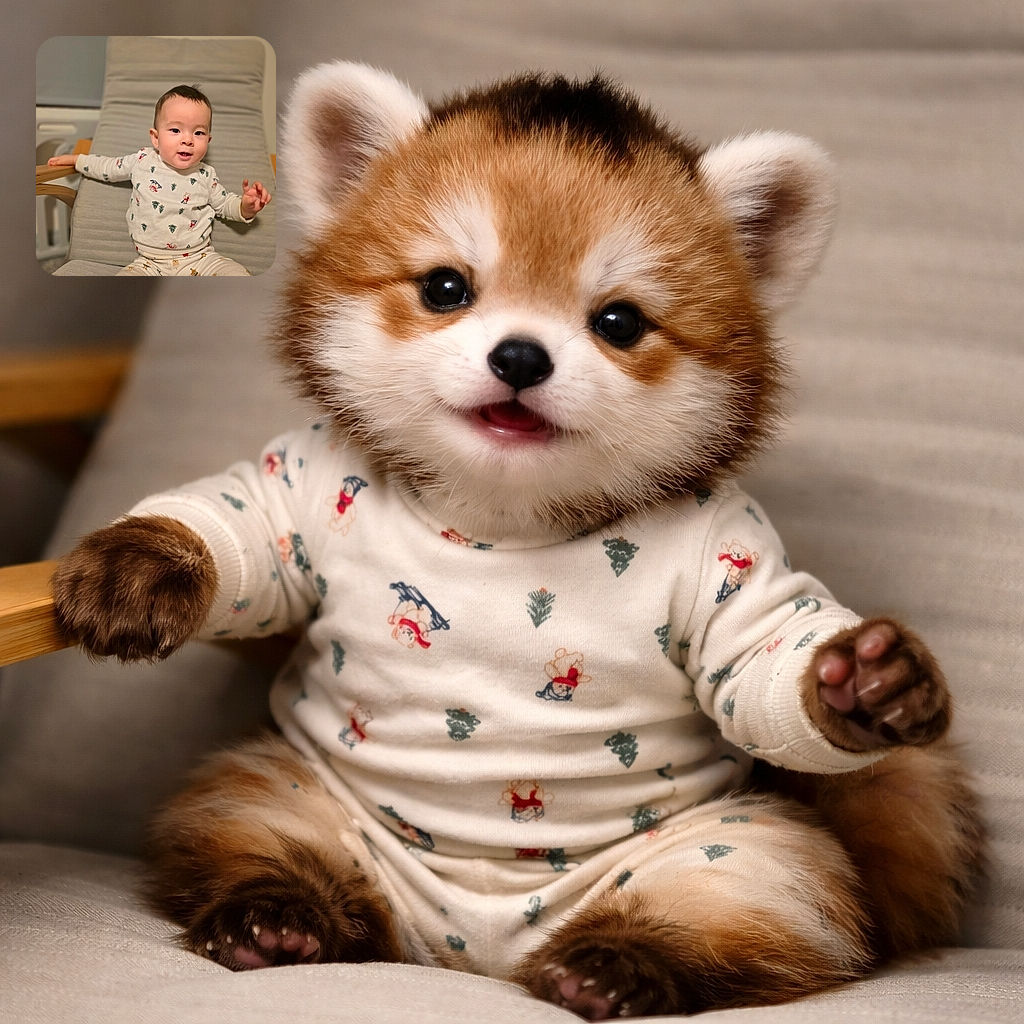 A chubby-cheeked baby perched like the CEO of Cozy Armchairs, one hand casually gripping the wooden armrest while the other waves an important (inconsequential) greeting. Pajamas sporting tiny characters, a soft grey cushion back, and a neutral nursery backdrop complete the scene — adorable, slightly inquisitive, and absolutely photogenic.