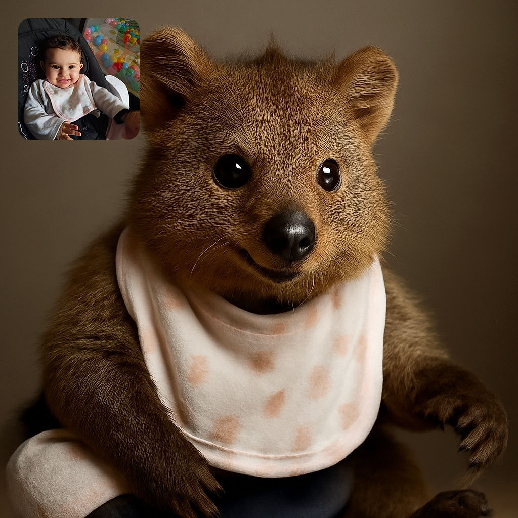 A chubby-cheeked baby with a mischievous smile is lounging comfortably in a baby seat, wearing a polka-dotted bib and reaching out with tiny hands. The background shows a colorful playpen filled with vibrant plastic balls, adding a playful vibe to the cozy indoor scene.