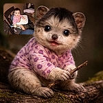 A cheerful baby in a high chair who clearly volunteered to assess every spoon in the house — wearing a heart-speckled onesie, cheeks smeared with crumbs, one tiny hand gripping a spoon like a microphone for lunchtime karaoke. The room is a cozy kitchen mess: chairs, a marble table with containers and a blanket, and an adult partially in frame, while the baby gives a curious, slightly mischievous stare at the camera.
