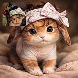 A curious toddler with big green eyes and a cute bow headband looks up at the camera while sitting in a colorful playpen filled with toys and blankets.