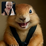 A joyful baby with a big smile, strapped safely in a car seat with a cute lion pattern in the background, spreading pure happiness and innocence.