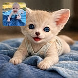 A bright-eyed baby lying on a cozy blue blanket outdoors, with a blurred sunny park background and a charming smile that melts hearts instantly.