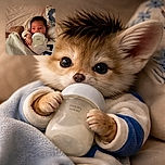 A cozy baby wrapped snugly in a blanket, peacefully sipping milk from a Philips Avent bottle while gazing curiously to the side, surrounded by soft bedding and a colorful pillow.