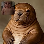 A chubby baby lying down with a slightly mischievous expression, wrapped in a diaper, resting on a soft surface with a pillow behind the head, dimly lit for a cozy vibe.