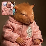 A peaceful baby wrapped in a soft pink blanket, sleeping soundly on a pillow with a colorful pattern, surrounded by plush toys and cozy textures that invite a nap.