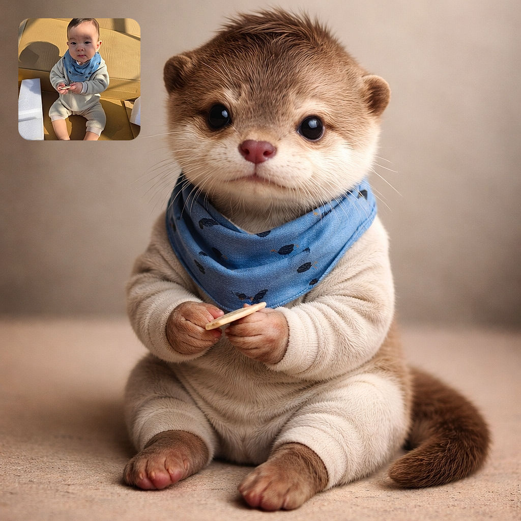 A pudgy-cheeked baby sits snugly inside a cardboard box like its their royal throne, wearing a blue bib and a fleece onesie while holding a little snack. Sunlight and soft shadows play across the scene, with packaging foam blocks on the side and a gravel background peeking over the box. The infant looks up with an adorable, slightly serious expression as if judging your photography skills.