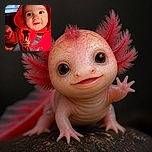 A cheerful baby in a bright red hooded outfit stares into the camera like a tiny superhero king, complete with a crown emblem and an irresistibly goofy little grin. The close-up portrait is colorful, well-lit, and framed by a cozy car-seat setting.