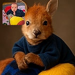 A curious baby lying on a colorful play mat, propped up on a striped cushion with a bright yellow plush toy in front, eyes wide open as if pondering the mysteries of the universe.