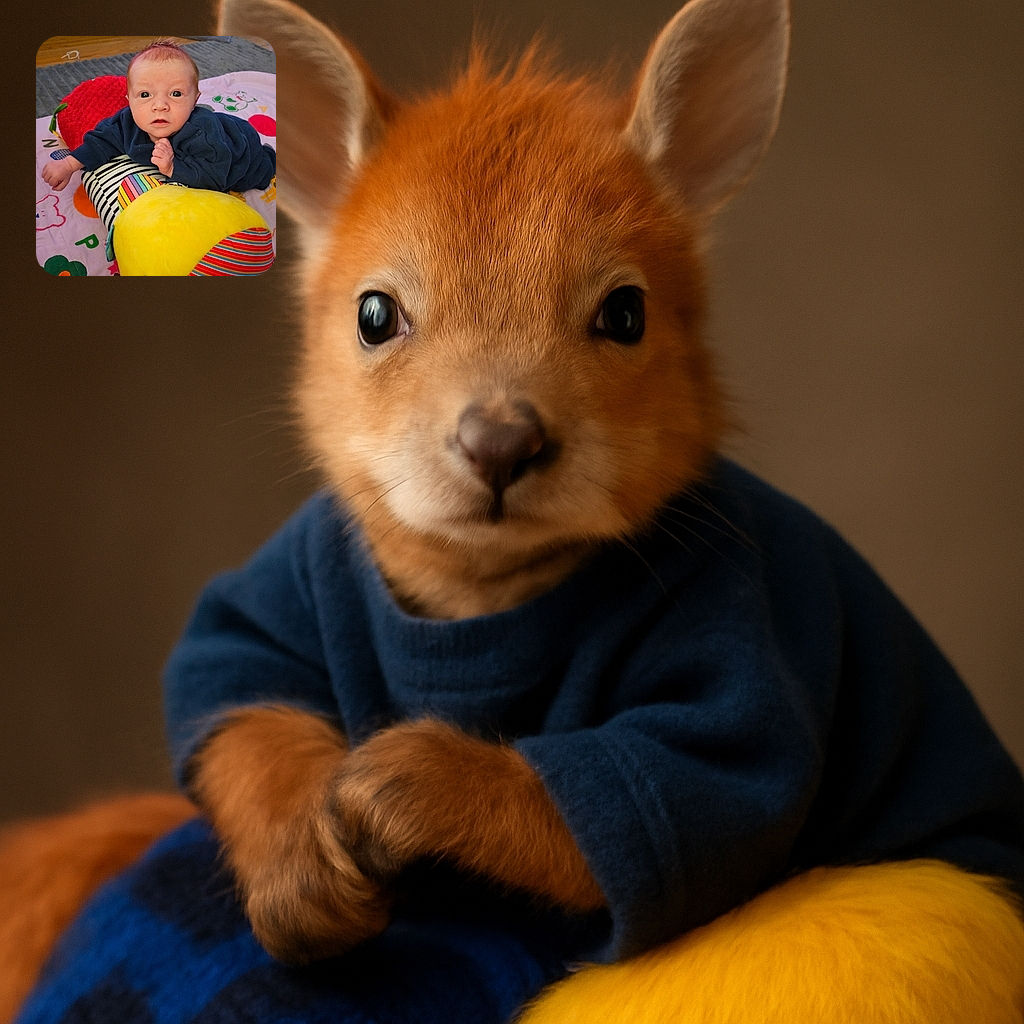 A curious baby lying on a colorful play mat, propped up on a striped cushion with a bright yellow plush toy in front, eyes wide open as if pondering the mysteries of the universe.
