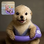 A bubbly baby is happily sitting in a purple bath seat surrounded by bubbles and colorful bath toys, flashing a toothy grin that could melt any heart.