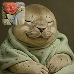 A peacefully smiling newborn baby wrapped in soft pastel blankets and clothing, radiating pure innocence and warmth in a cozy setting.