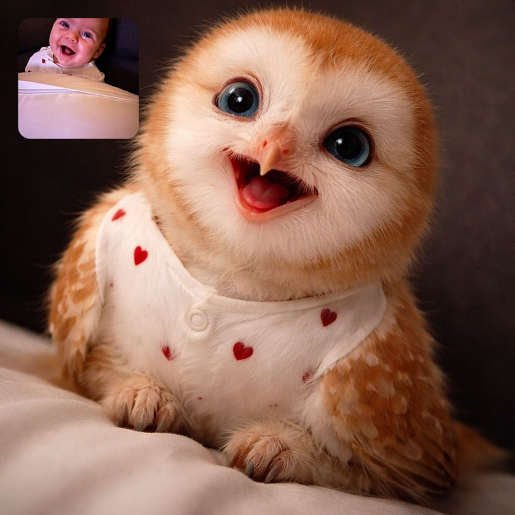 A gleeful baby grins like they just told the world's best joke — cheeks for days, tiny heart-print onesie peeking out, and a giant pillow stage front making the baby look like a little celebrity popping up from a marshmallow.