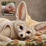 A wide-eyed baby lies on a cozy patterned blanket outdoors, gazing at the camera like a tiny forest explorer who has just discovered the world’s most fascinating photographer. The image is shown within a phone screenshot, complete with website interface elements and navigation controls.