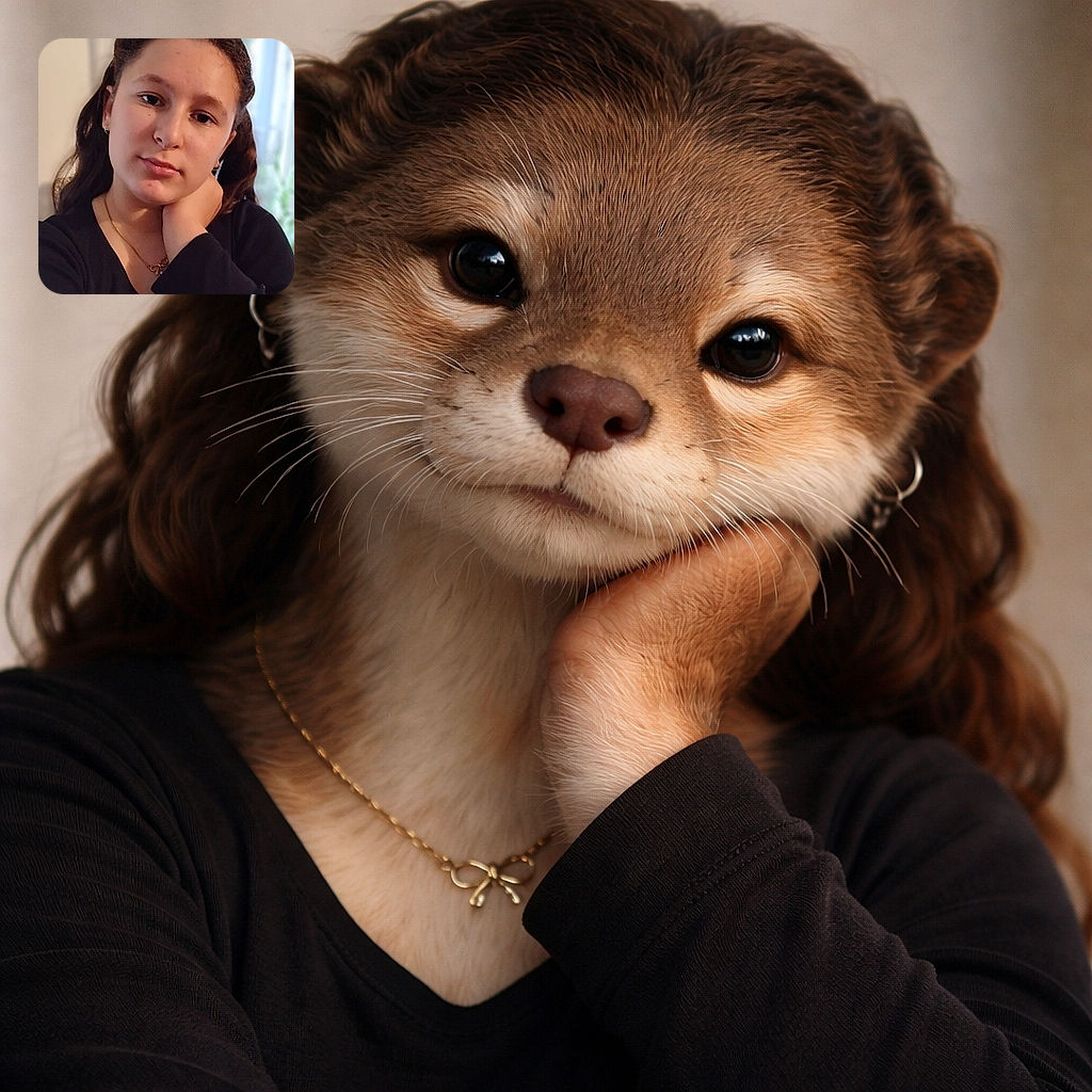 A thoughtful young girl poses indoors with her hand gently resting on her neck, soft natural light filtering through a window behind her, creating a calm and intimate portrait.
