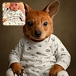 A wide-eyed baby in cozy white pajamas with 'I love Mummy' prints is sitting comfortably on someone's lap, looking curiously at the camera with a tiny red mark on the forehead adding character to the adorable expression.