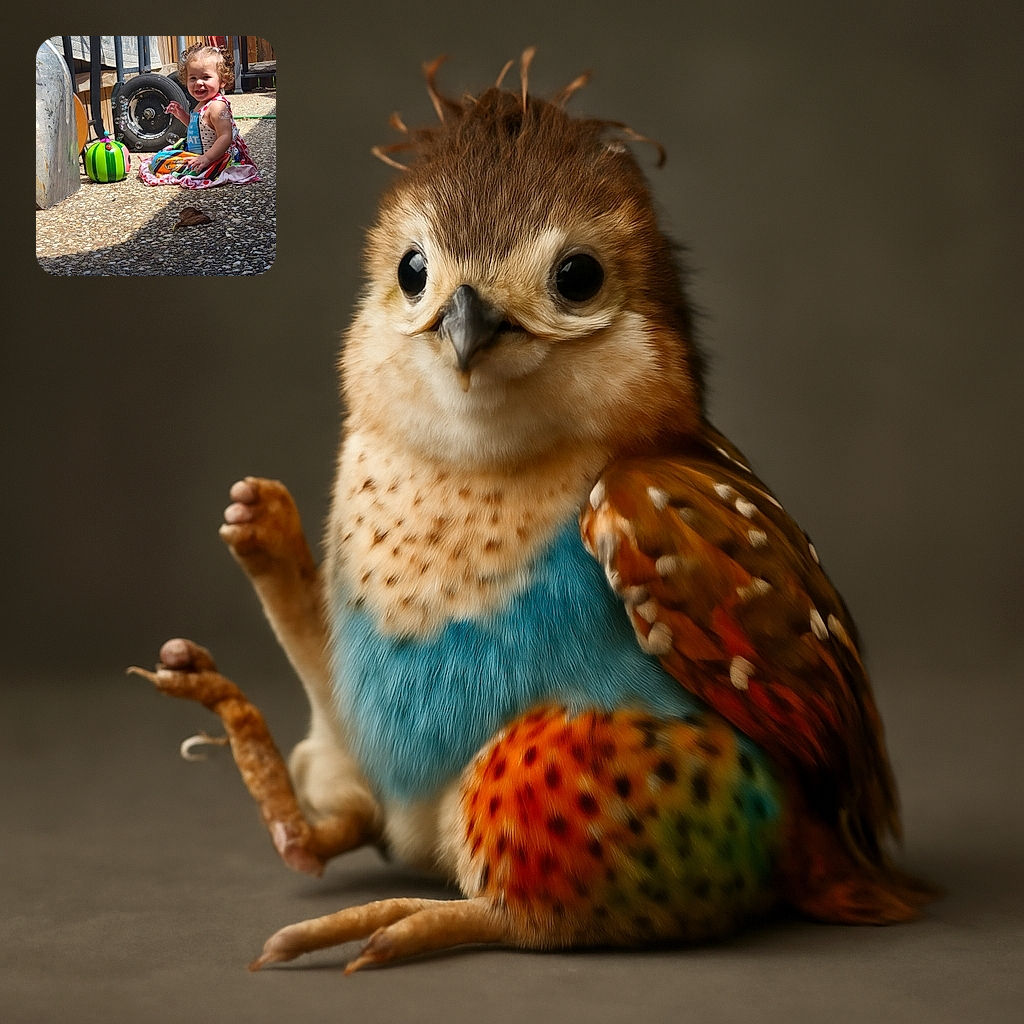 A joyful toddler with curly hair sits on a sunlit pebbled patio, surrounded by bubbles and colorful toys, radiating pure happiness and curiosity.
