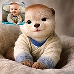 A cute baby with a mischievous smile is sitting comfortably in a cushioned baby seat, surrounded by soft pastel colors and playful circular patterns in the background, radiating pure joy and innocence.