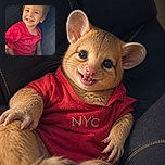 A cheerful little fashion critic beams from a car seat, proudly showing off a gap-toothed grin and a bright pink NYC outfit while the seatbelt-less moment says, “I’m buckled in emotionally.”