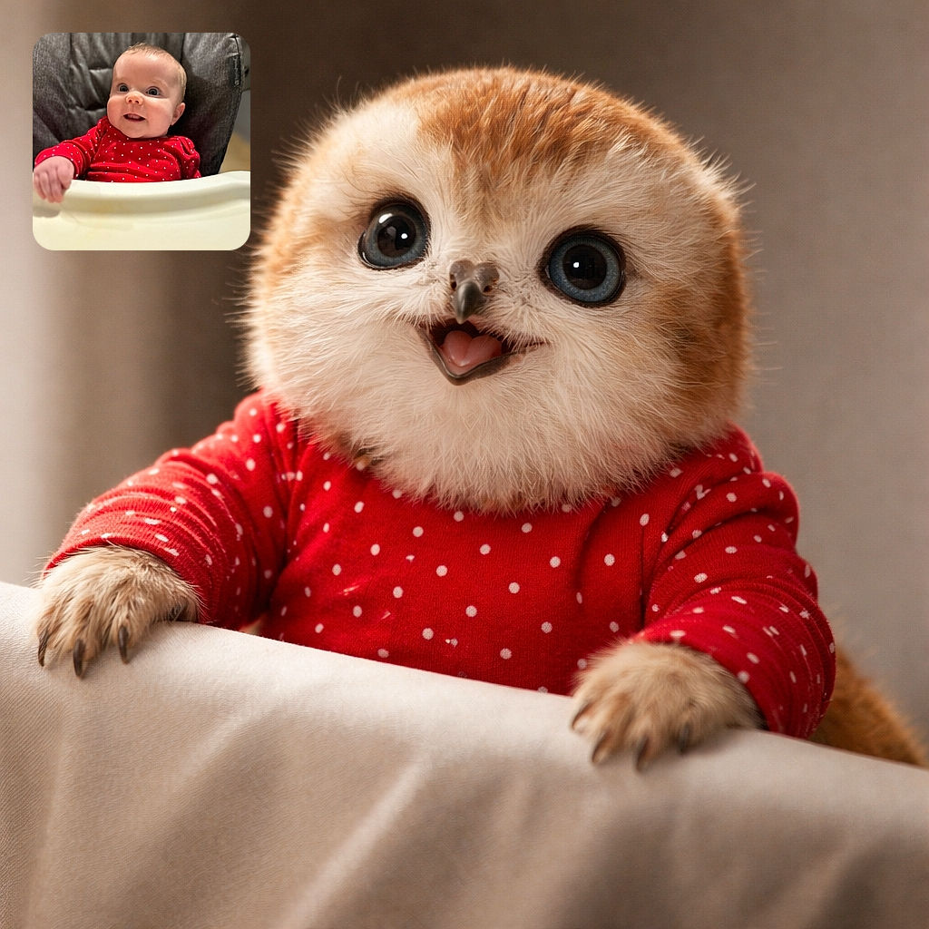 A wide-eyed baby in a red polka-dot outfit sits cozily in a cushioned chair, peeking over a soft white blanket with a curious and joyful expression that could melt even the coldest hearts.