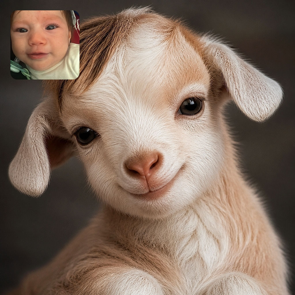 A wide-eyed baby gazes into the camera with the calm confidence of a tiny celebrity, while a pacifier clip hangs nearby like baby-sized adventure gear.
