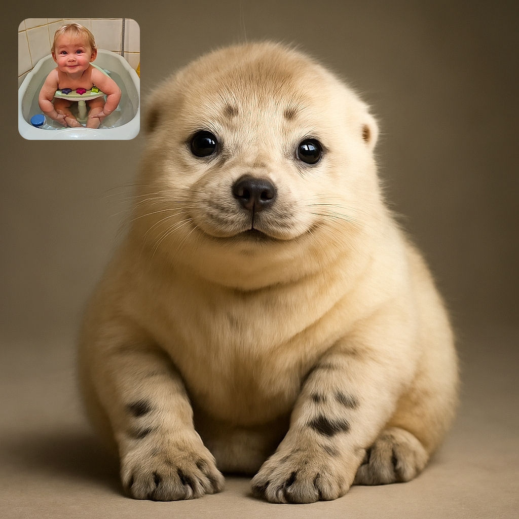 A cheerful baby sitting comfortably in a small bathtub, clutching their legs with a playful smile, surrounded by simple tiled walls and bath accessories, radiating pure bath-time joy.