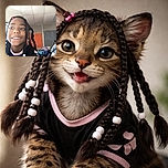 A cheerful young girl with braided hair adorned with white beads smiles brightly close to the camera in a lively classroom, while another child is seen in the background near a bulletin board and various colorful classroom materials.