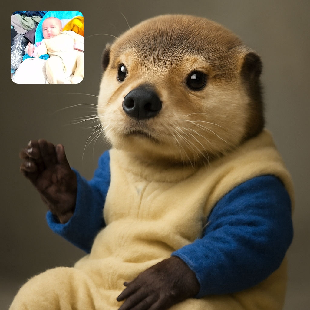 A slightly blurry photo of a baby lying in a cozy blue and white cushioned seat, surrounded by a pile of clothes and blankets in the background, giving a casual and homey vibe.