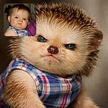 A chubby baby making a hilarious grumpy face, scrunching up their nose and pursing lips as if expressing the ultimate displeasure, wearing a plaid outfit with a blurred background and a hint of a purple plaid sleeve nearby.