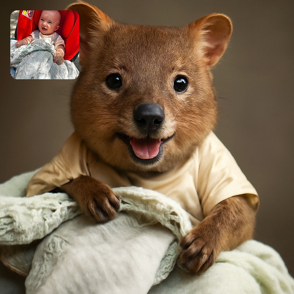 A cheerful baby bundled in a cozy blanket, sitting comfortably in a bright red car seat, smiling up at the camera with sunshine casting playful shadows.
