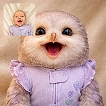 A joyful baby with bright eyes and an open-mouthed smile is lying on a textured cream blanket, dressed in a lavender outfit adorned with embroidered flowers and a butterfly, radiating pure happiness and innocence.
