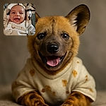 A joyful baby with bright eyes and a wide smile is captured in a cozy setting, wearing a cute outfit with playful prints, surrounded by soft cushions and toys.