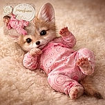 A tiny pink-clad newborn clutching a pacifier and plotting nap-time adventures on a fluffy rug, flanked by oversized ceramic flowers and a round 'you are my sunshine' sign — equal parts adorable and photogenic.