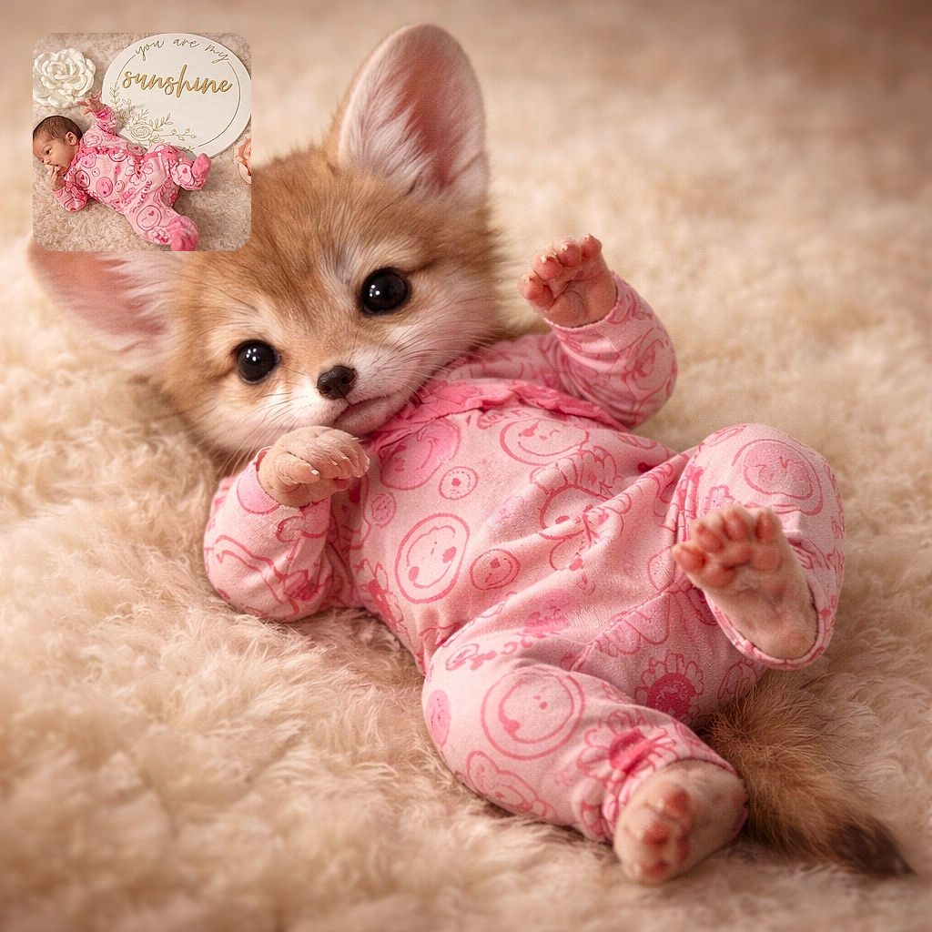 A tiny pink-clad newborn clutching a pacifier and plotting nap-time adventures on a fluffy rug, flanked by oversized ceramic flowers and a round 'you are my sunshine' sign — equal parts adorable and photogenic.