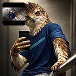 A teenage boy in a navy blue t-shirt and light shorts takes a casual mirror selfie inside a metallic elevator, holding his phone with one hand while the other rests in his pocket, the elevator's reflective walls adding some depth to the shot.