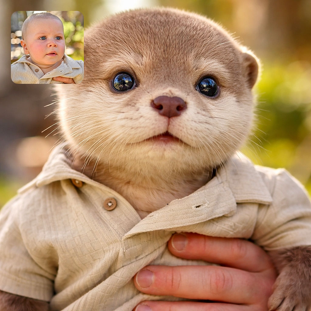 A close-up of a curious baby being held gently, with sparkling blue eyes reflecting the sunny outdoors and a soft beige shirt that looks slightly worn, capturing a candid moment of innocence and wonder.
