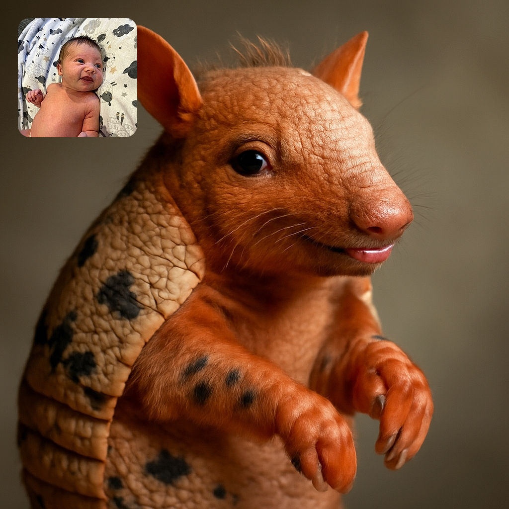 A cute newborn baby lies on a cozy sheep-patterned blanket, looking curiously to the side with a tiny tongue peeking out, capturing the innocence and wonder of early life.