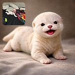 A happy baby in a light onesie is crawling on a black bedspread surrounded by colorful blankets and pillows, flashing a big smile that lights up the entire room.