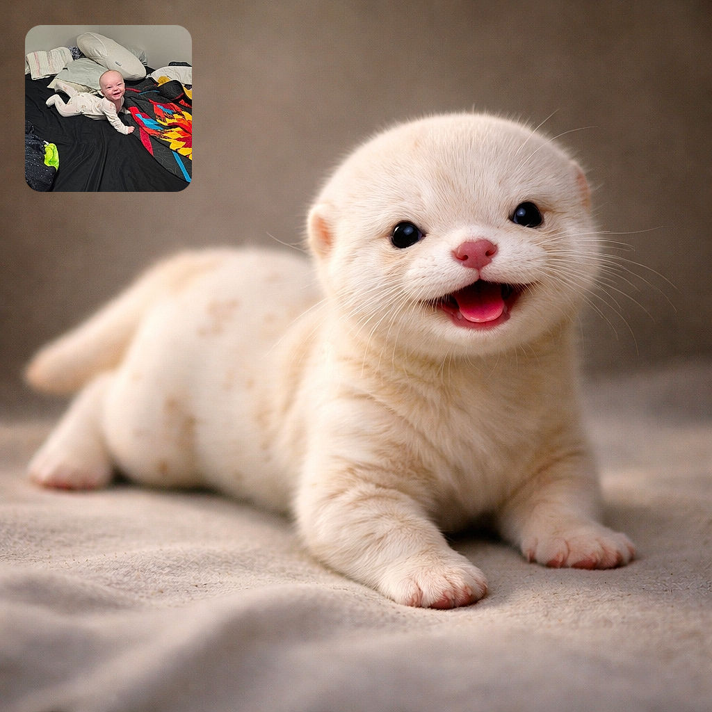 A happy baby in a light onesie is crawling on a black bedspread surrounded by colorful blankets and pillows, flashing a big smile that lights up the entire room.