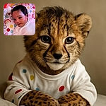 A curious baby with big dark eyes lies on a colorful rainbow and polka dot patterned blanket, reaching out with a tiny hand, surrounded by soft toys and cozy vibes.