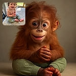 A joyful toddler with curly hair sits on a carpet, clapping hands and smiling brightly with a playful sparkle in their eyes, surrounded by a cozy indoor setting with natural light streaming in.