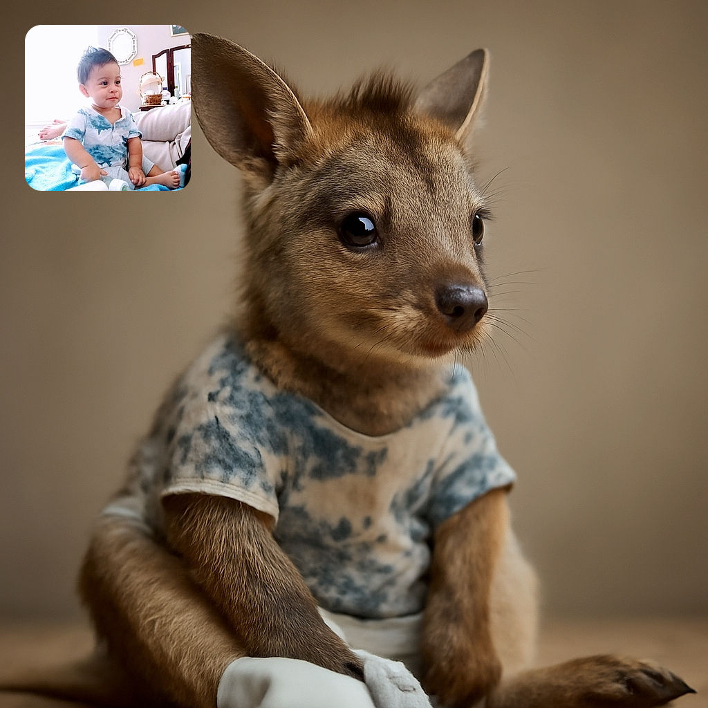 A cute toddler with spiky hair and a shirt patterned with airplanes is sitting comfortably on a couch, looking off to the side with a curious expression, surrounded by cozy blankets and household items.