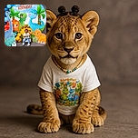A tiny birthday VIP sits proudly in a chair, surrounded by a prehistoric party committee of colorful dinosaurs, balloons, tropical plants, and a suspiciously cheerful jungle backdrop. The dinosaurs look ready to sing, although none appear to know the lyrics.