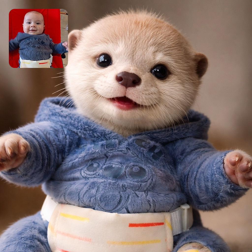 A tiny grin-machine: a happy baby lounges in a bright red bouncer wearing blue Stitch pajamas, cheeks like marshmallows and arms mid-wiggle while the colorful buckle tries to join the party.