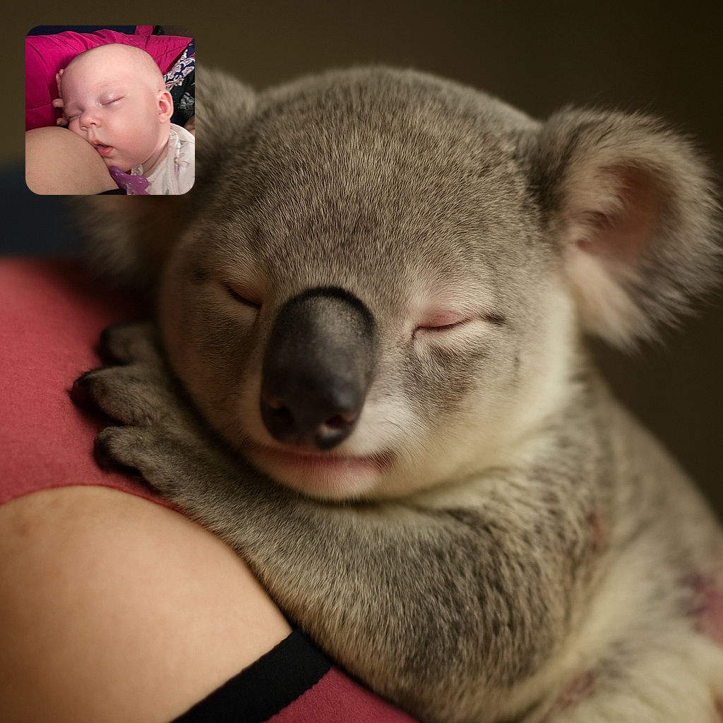 A peaceful baby is sleeping soundly with a pacifier nearby, nestled against a person's shoulder, surrounded by cozy blankets and soft lighting.