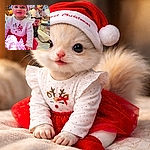 A rosy-cheeked baby in a Santa hat steals the show, staring wide-eyed at a glowing pink decoration while adults, a Coke bottle, and dinner paraphernalia form the blurry background — holiday chaos, 0 to cute in 1.2 seconds.