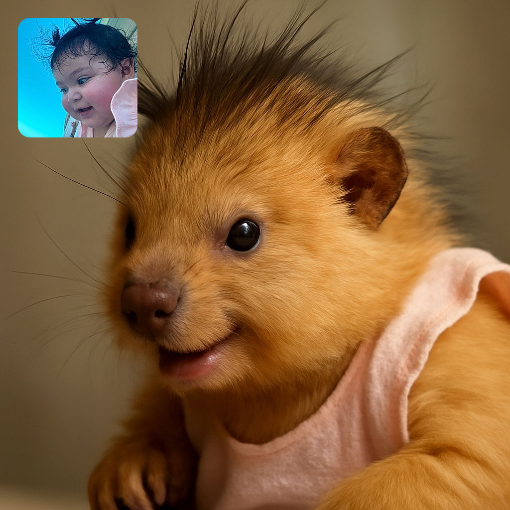 A close-up shot of an adorable baby with tousled hair and chubby cheeks, wearing a frilly pink outfit, gazing excitedly off to the side against a bright blue sky and a hint of a boat railing in the background.