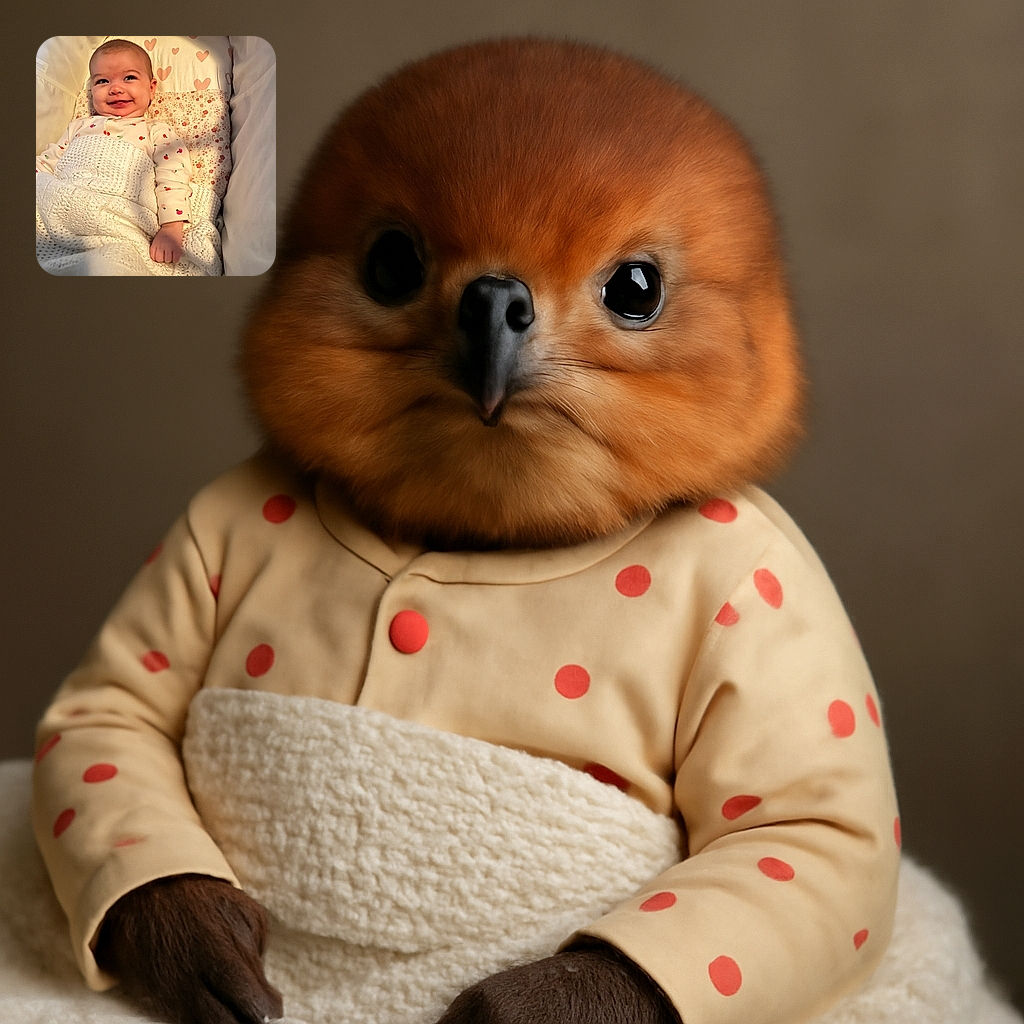 A charming baby lying in a cozy crib, wrapped in a soft white knitted blanket, wearing a cute cherry-patterned onesie. The baby is smiling mischievously, with a heart-patterned sheet in the background adding a warm and loving atmosphere.